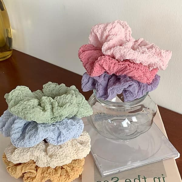 7-pack elastiska hårringar, stretchiga hårband, scrunchies, ponnysvanshållare