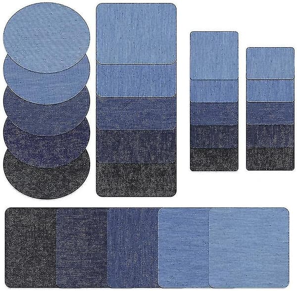 25-delad denim bomullslapp reparationskit