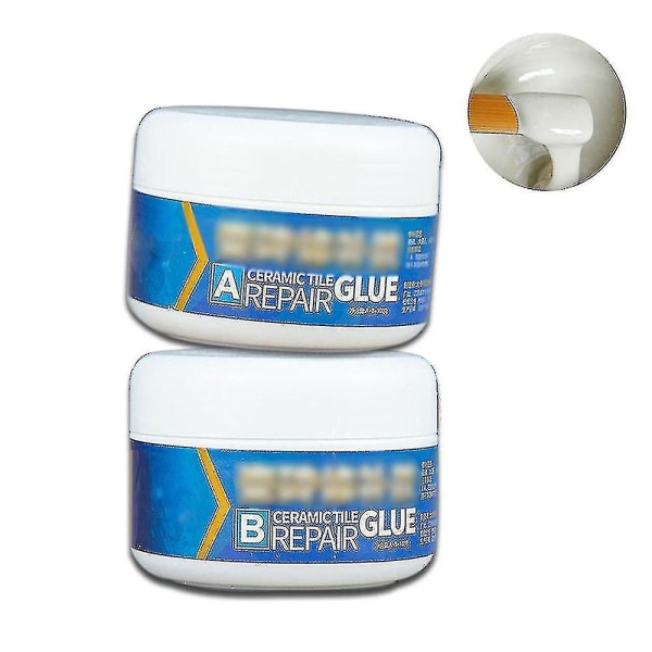 Reparasjonsmiddel for keramiske fliser Gulvfliser passer til badekar porselensreparasjonslimsett (grå)
