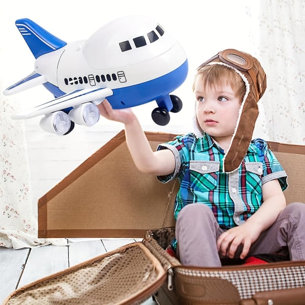 Suuri inertialentokone lasten lelu matkustajalentokone malli poika lastentarhan leluauto (sininen)