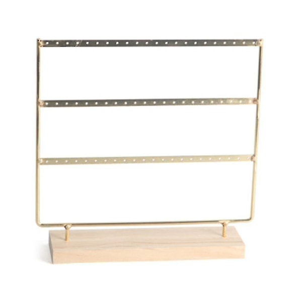 Treøredobbstativ Enkel 3-lags dekorativ smykkeholderskjerm (gull)