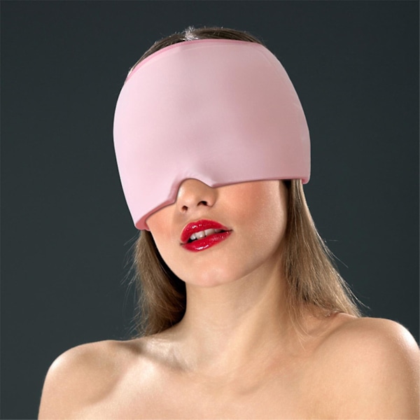Migrän huvudvärk lindring mössa, varm & kall terapi hatt, migrän lindring mössa, cool gel huvud wrap stretchbar（rosa）