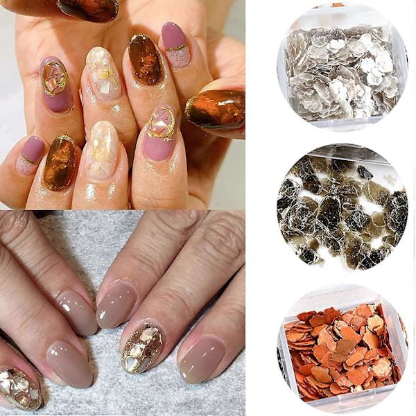 12 Fack Mica Marmor Sten Nagelkonst Sekvenser, 3D Oregelbundna Konfetti Flakes Marmor Metall Färgglada Nagel Glitter Dekal För Akryl Naglar, DIY Charms Nagel