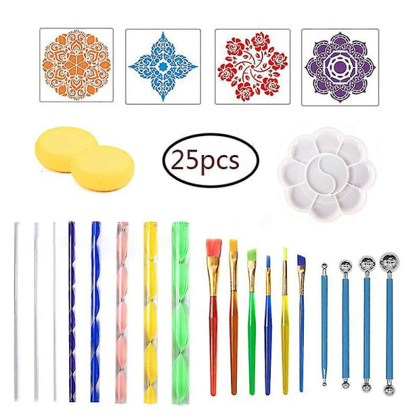 20-delers Mandala-skjørt Prikkeverktøy, Verktøy for skjørtmaling Prikkeverktøy Prikkemaling Kompatibel med gjør-det-selv-polymermaling, steinmaling, Nail Art C
