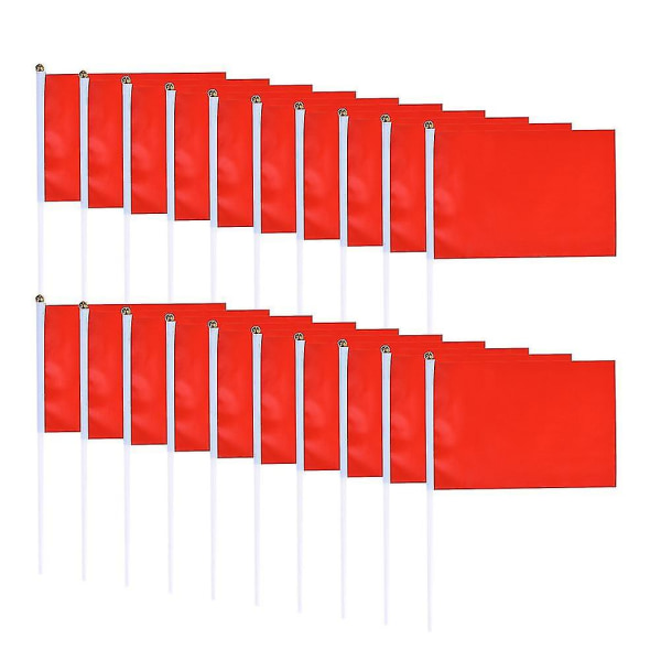 100 stk håndholdte firkantede flag ensfarvet miniflag Festartikler Fest festflag (røde)