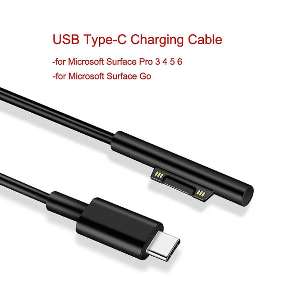 Pd Til Usb Type C-stik Kabel Opladningskabel til M-icrosoft Surface Pro 3 4 5 6 - Snngv
