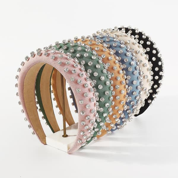 Rhinestone Bling Juvelert Krystallperle Polstret Hodebånd Blå