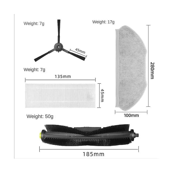 Reservedele til 360 Robot Vacuum Cleaner X100 S10 Max, reservedele, tilbehør, hovedbørste, moppe C