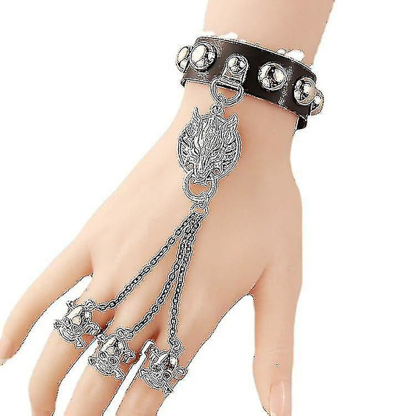 Handskar PU Läder Armband Present Punk Rock Stil Herr Skull Stud Handskar