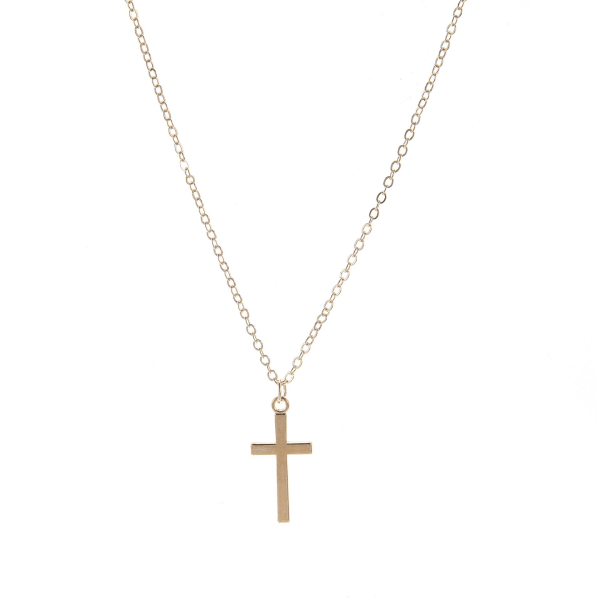 Wabjtam Cross Halsband Troshänge Snygg kedja Minimalistisk Enkel Liten Gud Lords Prayer Religiös Smycken Present