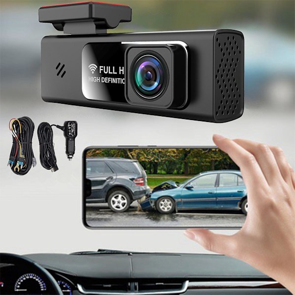 Smart Dash Cam, 1080P Full HD, Smart Dash Camera för bilar, inbyggd G-sensor, WDR, kraftfull nattvision
