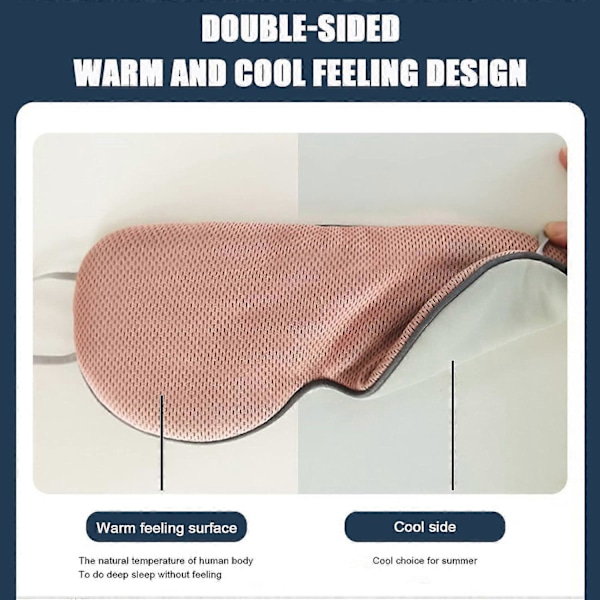 Dubbelsidig Sömnmask Varm & Kyl, Supersoft Ögonmasker med Justerbar Rem, Ljussäker Sovbind för Sömn, Tryckfri Ögonskydd för Kvinnor
