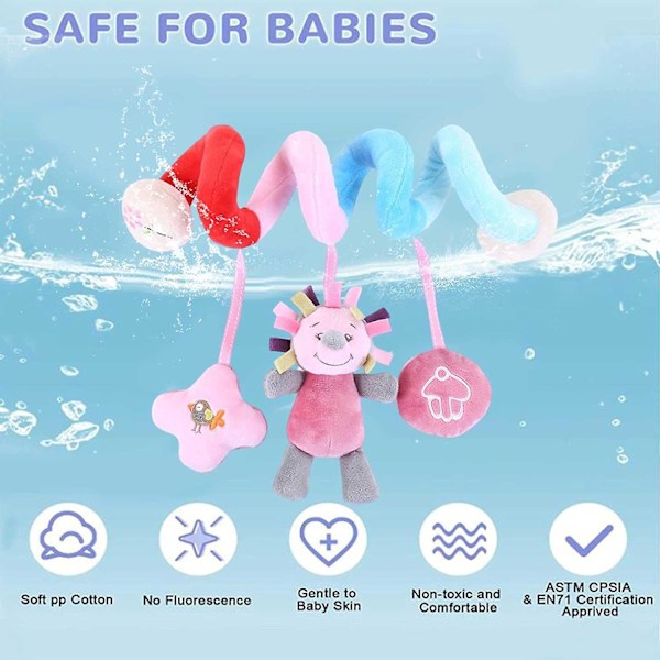 Plushleksaker för Bebis, Bebisvagnsleksaker, Spiralformade Plushleksaker för Vagnsstång, Bebisaktivitetsleksaker, Spjälsängsleksaker för Pojkar eller Flickor, Plushleksaker