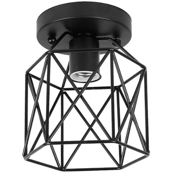 Industrial wrought iron ceiling light, chandelier for living room, industrial black metal ceiling light square cage bedroom cafe bar restore dining ro