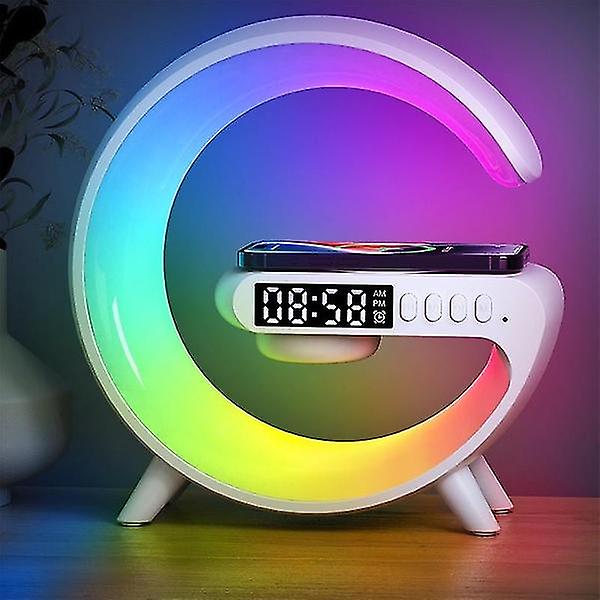 15w Trådløs Hurtiglading Dokkingstasjon Bluetooth-høyttaler Alarmklokke Skrivebordslampe Rgb Fargerikt Lys Lader For Smarttelefon
