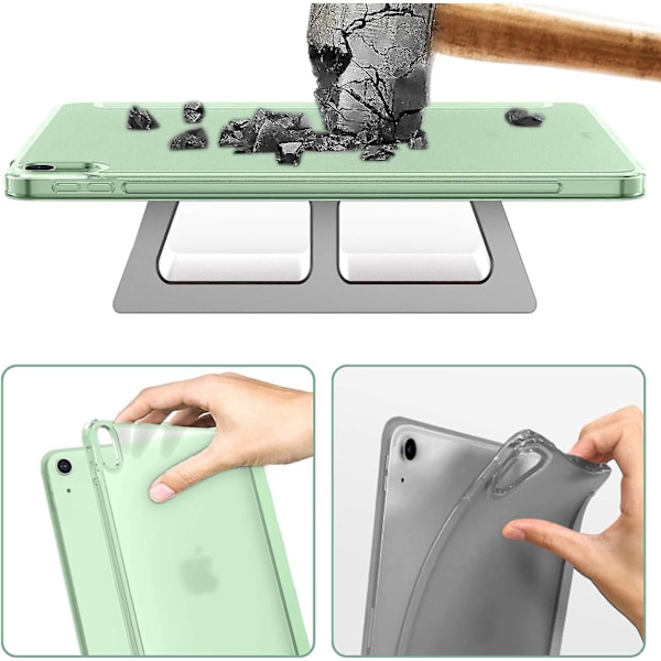 iPad Air 4 Fodral 2020 - iPad Air 4:e generation Fodral 10,9 tum Lätt Smalt Omslag Med Genomskinlig Frostad Hård Bak [stöder Touch ID](matcha Grön