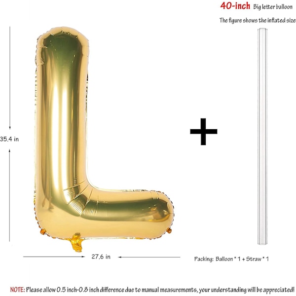 Bokstavsballonger 40 tum Jätte Jumbo Heliumfolie Mylar för Festdekorationer Guld H