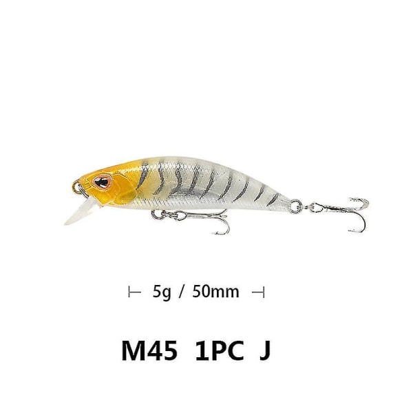 Suke 1kpl 50mm 5g Uppoava Minnow Fishing Lure Swimbait Hard Artficial Bait Wobbler Bass Tackle -syötti (J)