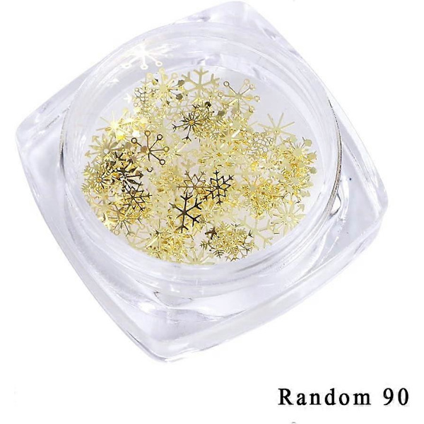 3 Ask 250 st julnagelkonstglitter Snöflingor Guld Metall Nagelsekvenser 3D Nagelförbättringar Julglitter Nagelförbättring Dekoration Manikyrspetsar Gel