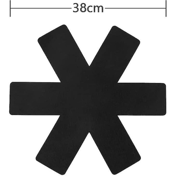 Gryde- og grydedelere, sæt med 8 og 3 forskellige størrelser (38/35,5/26 cm) Skilleplader, gryderadskillerbeskytter til adskillelse af gryder og pander, sort