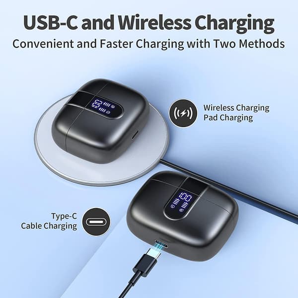 Bluetooth-headset True Wireless Öronproppar 60h Uppspelning Led Strömdisplay Headset
