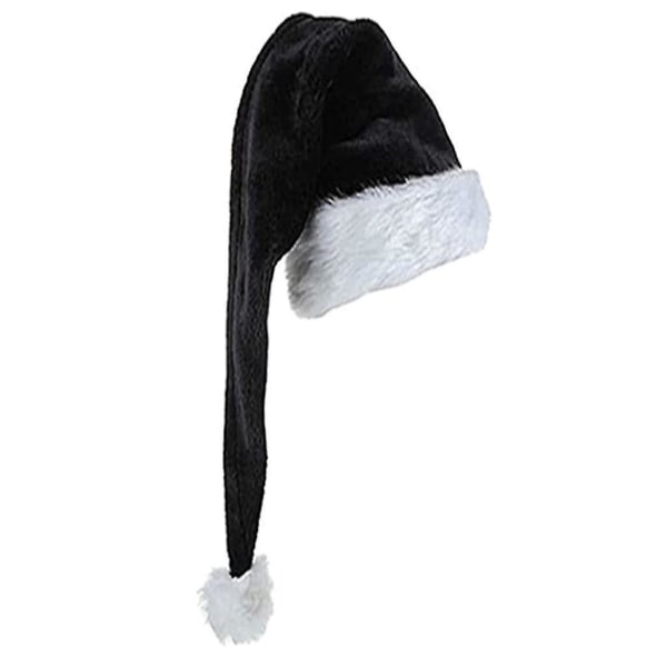 Julefløjl nissehue Unisex Komfortabel sort og hvid til voksne（150 cm）