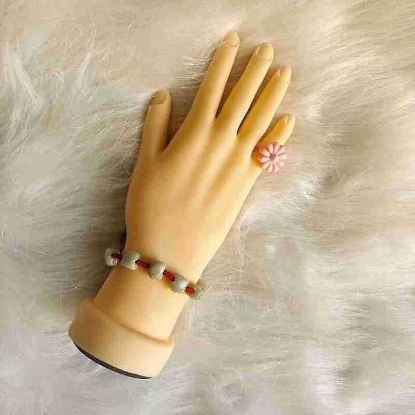 Flexibel träningshandmodell för övning, nagelsalong träningshandmodell kan sätta in nagelbitar för att bära handskar armband ring display undervisning (gul)(2p