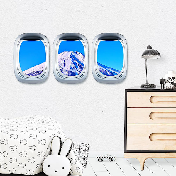 GHYT 3D Kunst Vegg Klistremerker Sky Cloud Fly Skyteppe Vindu Utsikt Veggklistremerker Hjem Innredning