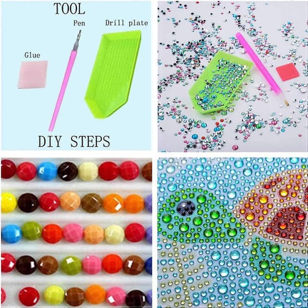 5D Diamantmålning Kit för Barn Lätt för Nybörjare Full Drill Målning efter Nummer Kit (Sköldpadda)