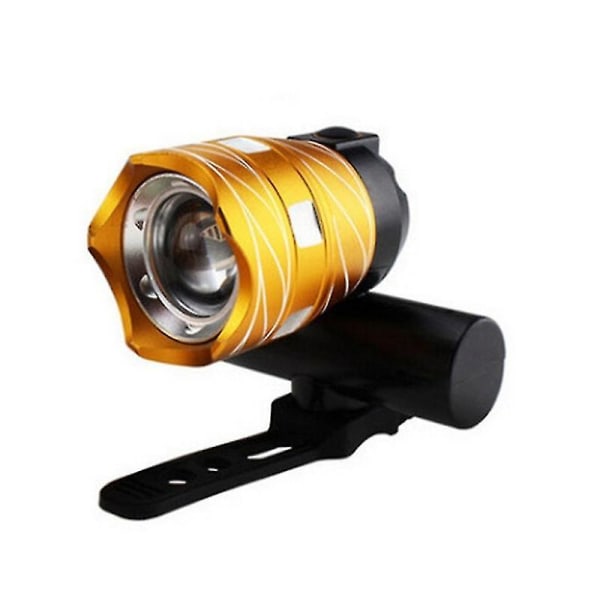 USB-oppladbar 300lm Xm-l LED sykkellys sykkelfrontlykt (gull)