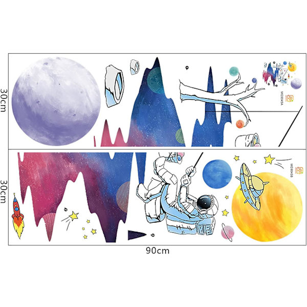 Planet Astronauts Veggklistremerker Fjernet PVC Univers Rom Veggklistremerker for Soverom Stue Barnerom Barnehage Kunstskap NASA Veggdekor M