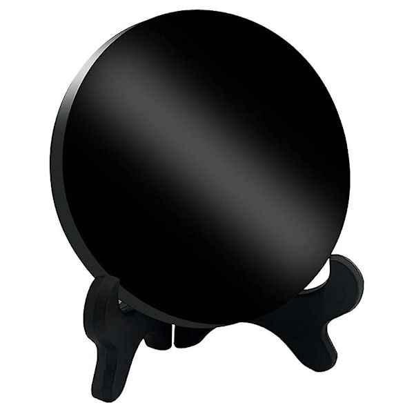 1 Set av Obsidian Scrying Mirror Obsidian Circle Disc med Stativ för Hemmakontor