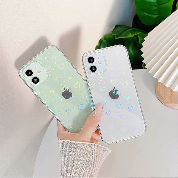 Hjärtformad Laserklar Mjukt Kompatibel med iPhone Skal (Klar, iPhone 12 Pro) Klar iPhone 12 Pro