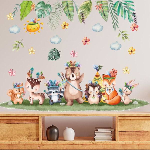 1 kpl Eläimet Seinätarra, Akvarelliseinätarra, Eläinten seinän taidekoristeet baby Vauvan päiväkoti Olohuone Makuuhuone