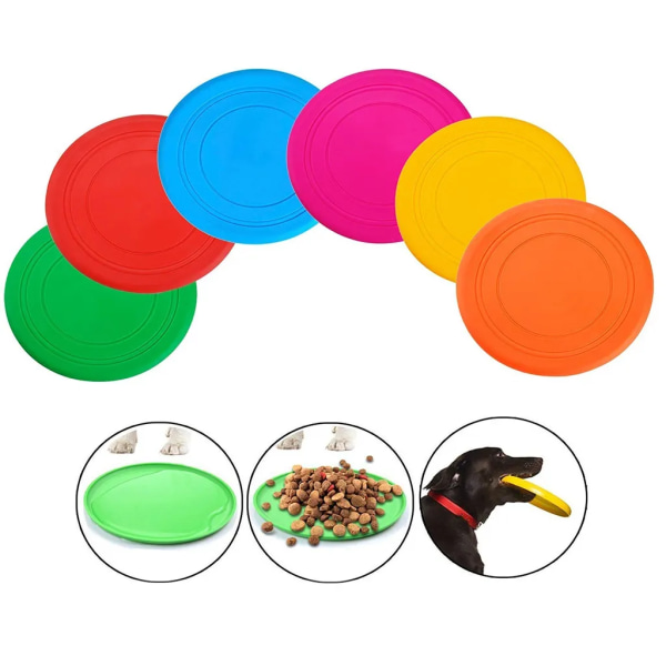 6 st hundfrisbee - 17,5 cm - Naturligt gummi hundfrisbee