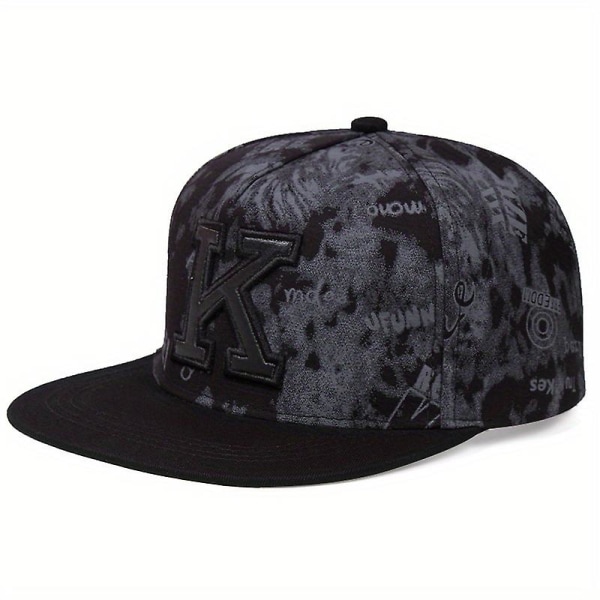K Letter Cap Hiphop Hattu Trendikäs Hat Peaked Cap(musta)