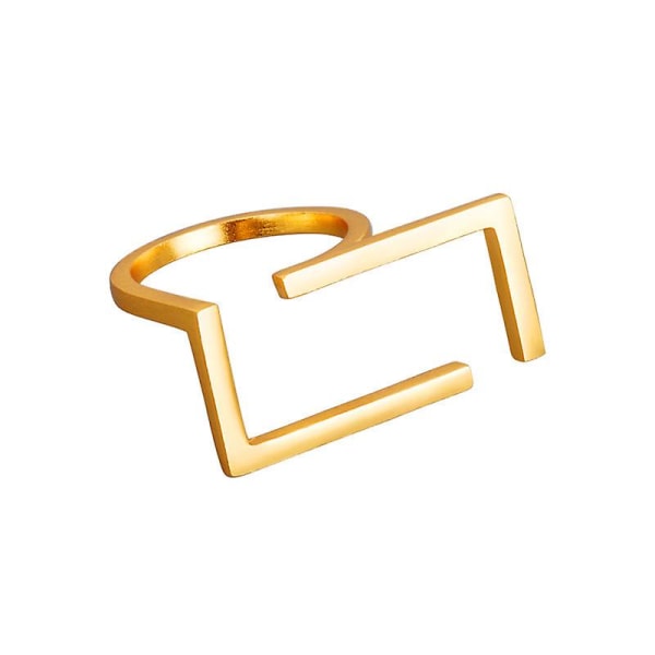 Unik rektangulær åpen båndring for kvinner jenter gullbelagt minimalistisk geometrisk statement justerbare utvidbare fingerringer (gull)
