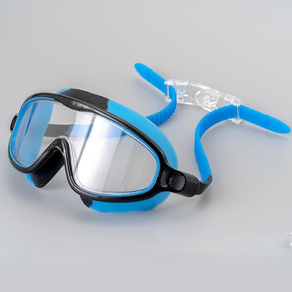 Børn Drenge Piger Anti-dug svømmebriller med stort stel（Blå）
