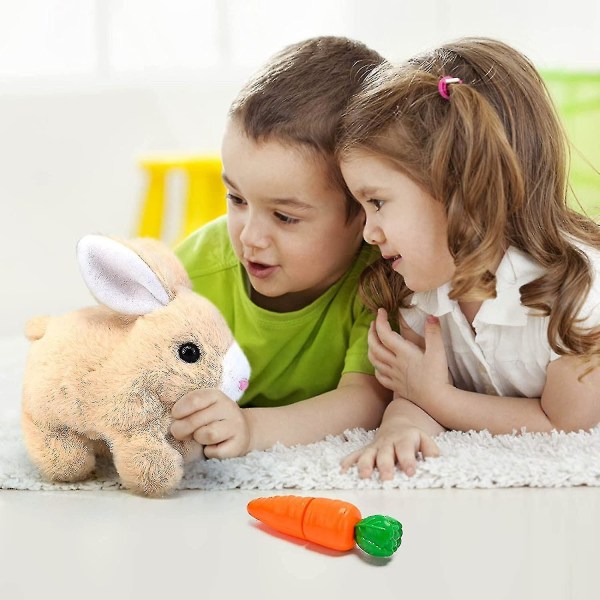 Elektronisk kaninlegetøj i plys, interaktivt påskehare-legetøj, legende kanin, der hopper rundt laver lyde vrikker med ører Flerfarvet valgfrit（Gul）