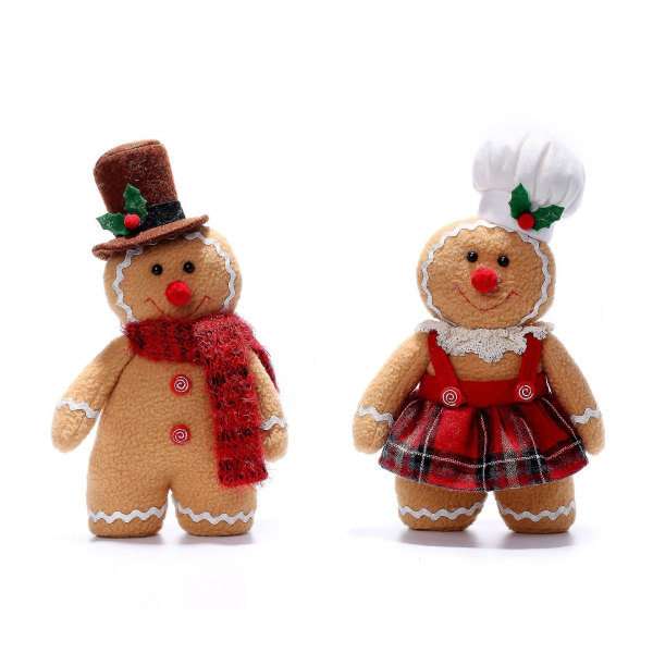 Pepparkaksgubbe docka plyschleksak mjuk stoppad docka julgransprydnad dekor - Snngv（A）