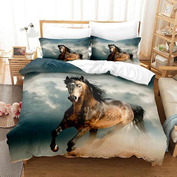 3D Digitaltryck Djur Häst Student Quilt Cover Sängkläder Tredelad Set DWM1 180*200cm -ZHENV（180*200cm）