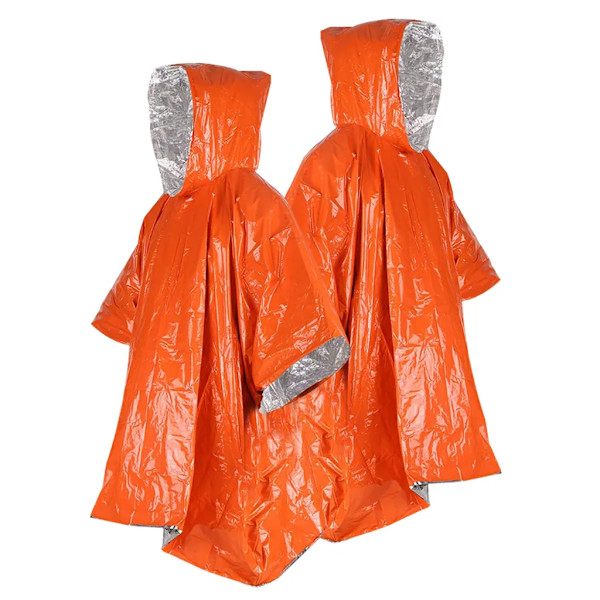 Nödfilt, regnponcho med huva