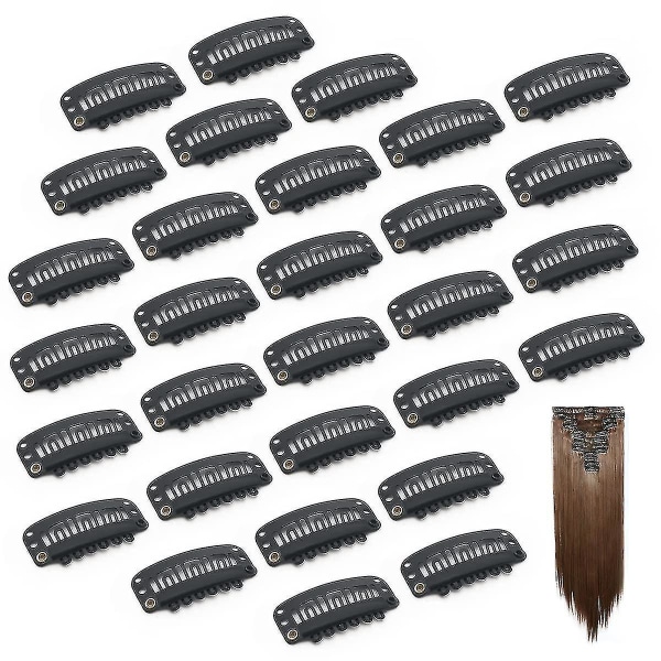 30-pack hårförlängningsklämmor, 6-tänders perukklämmor för peruker