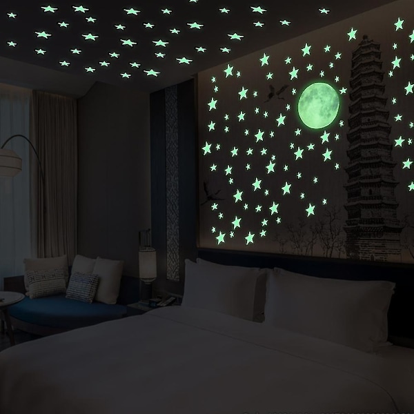 Självlysande stjärnor Självlysande prickar Självhäftande, 637 st måne stjärnhimmel Självlysande klistermärken Väggtatuering Med stark lyskraft Fluorescerande självlysande klistermärken