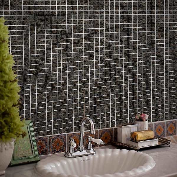 10 stk. Vandtætte fliser Mosaik klistermærke Køkken Bad Toilet Klæbende Moderne Enkelhed Skimmel-bevis Fugt-bevis PVC Tapet 10*10cm grå brun