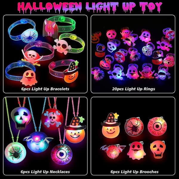 Färgglada LED-upplysta leksaker för Halloween - 24-pack Halloween-fest