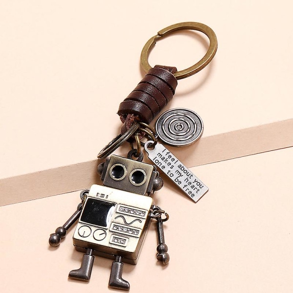 Wabjtam Jewelbeauty Mini Robot Nyckelring Kreativ Design 3d gör-det-själv metall Flyttbar Decration Lädernyckelring Nyckeldekoration Nyckelring Lädernyckelring Gif