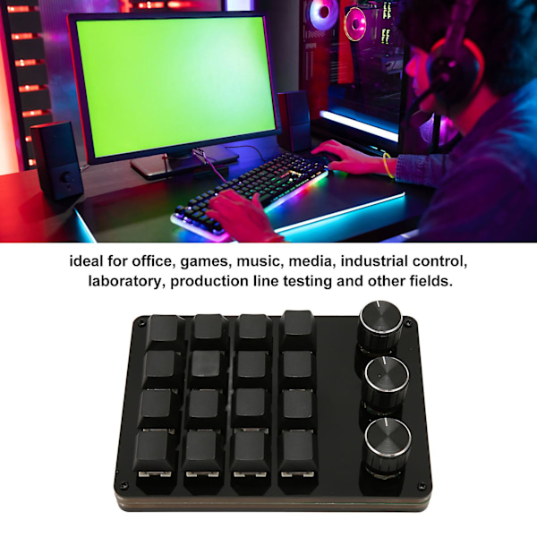 SBSGV Programmerbar knappsats 16 tangenter 3 knappar Blå brytare Mekanisk Hot Swappable Mini knappsats för spelkontor Media