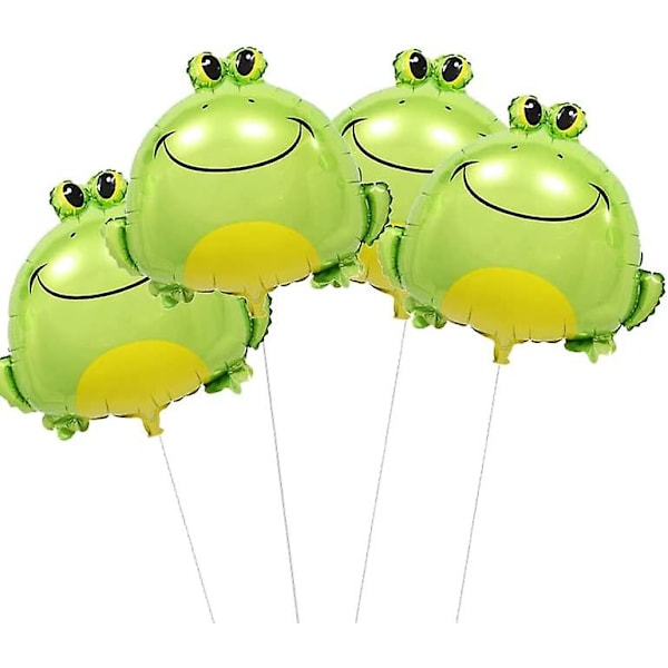 4 st Gröna Grodbalonger Grodformade Folie Mylar Ballonger För Födelsedagsfest Bröllopsgåvor Djurtemafest Dekoration (4 st)