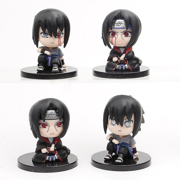 4 st/set Anime Naruto Figur 6cm Uzumaki Naruto Uchiha Sasuke Itachi Kakashi Söta Leksaker Q Figurals Bil Dekoration Modell